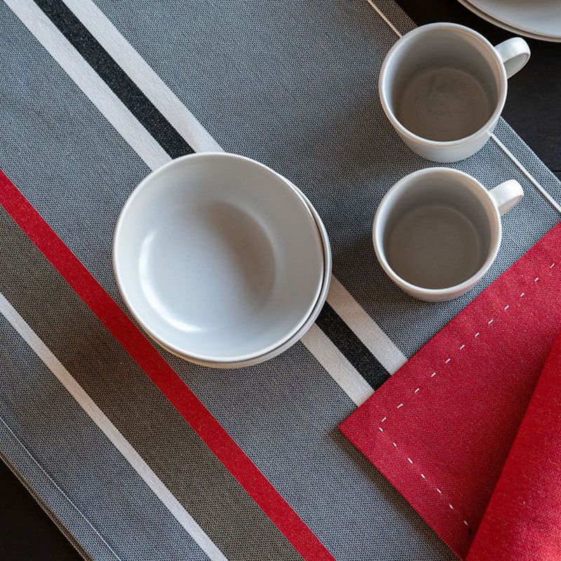 Striped Cotton Runner in Red and Grey color scheme