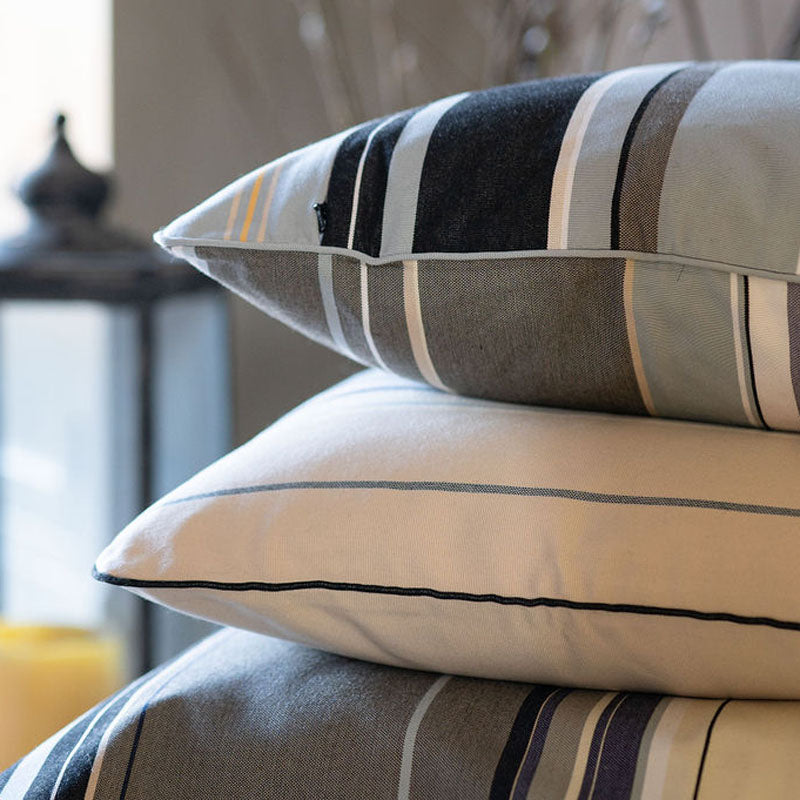 Lively Striped Cushion in a Technically Advanced Fabric finished with Coordinated Color Piping, 19.7"x19.7"